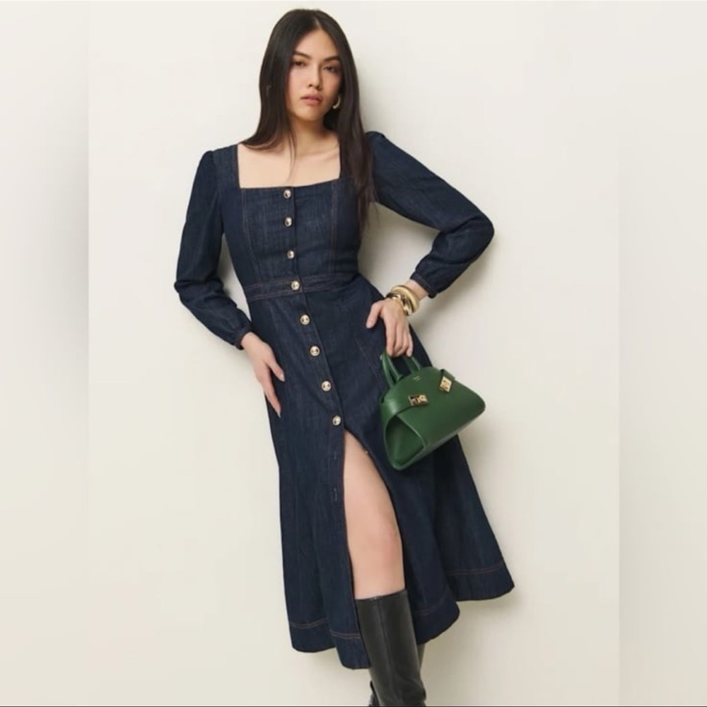Reformation Navy Midi Dress